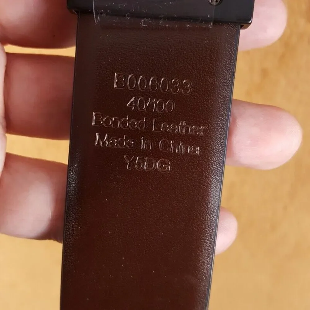 BLOOMINGDALES Mens Wearhouse Belt Size 40 Black Brown Bonded Leather Reversible